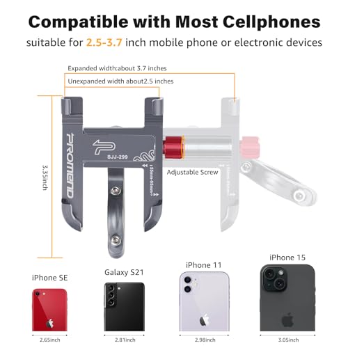 Ralos Bike Phone Mount, Aluminum Motorcycle Cellphone Holder, Mountain Bicycle Handlebar Cell Phone Clamp, Scooter Phone Clip for iPhone 16 Pro Max, 15 14 13 12 Mini, Samsung - color: Titanium