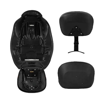 Seat Cushion, SLMOTO Motorcycle Low-Profile Rider Seat 2-Piece Two Up Rider Passenger Seat and Sissy Bar Backrest Pad For Harley Touring CVO Road King Street Glide Road Glide Electra Glide 14-23 Black - color: Black