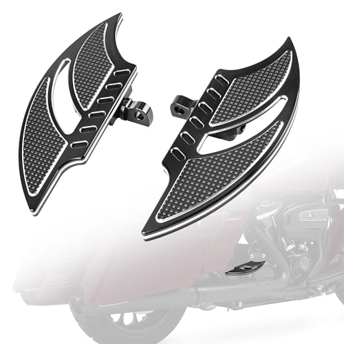 Goldfire Rear Passenger Large Floorboards Foot Pegs Bat Shape Footboards Motorcycle Accessories Compatible with Harley Sportster 883 1200 XL Touring Street Glide Electra Glide Softail Dyna, Black - color: Black Bat