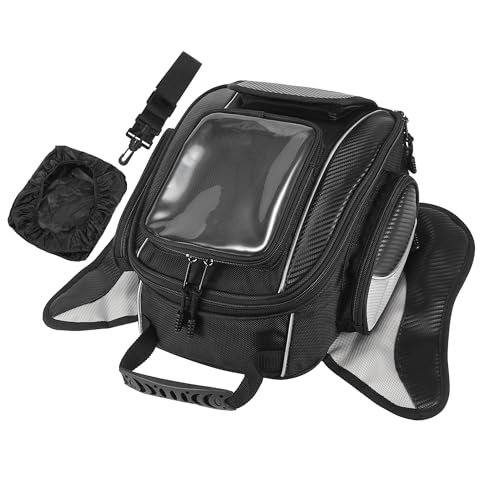 Motoforti Universal Motorcycle Magnetic Tank Tool Bag Fuel Saddlebag with Strap Waterproof Black