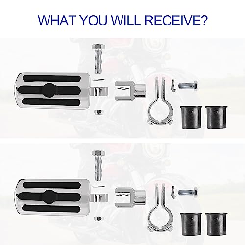 Motorcycle Highway Pegs, Crash Bar Foot Pegs for Harley Touring Electra Street Glide Road King Sportster, Kawasaki, 1"(25mm), 1 1/4"(32mm), 1 1/3"(34mm) Engine Guard Footrest, 1 Pair - color: Slotted Style - Chrome