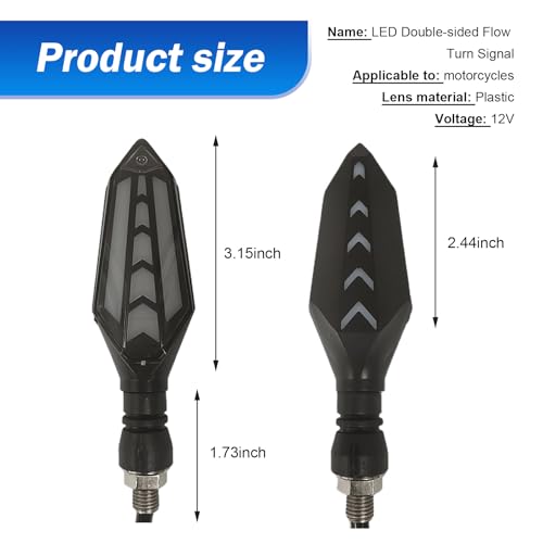 4 PCS Motorcycle Turn Indicator Lights, Arrow Shape Flowing Turn Signal LED with Daytime Running Lights, LED Double-sided Flowing Blinker, Cool Modified Accessories for Motocycle (Blue)