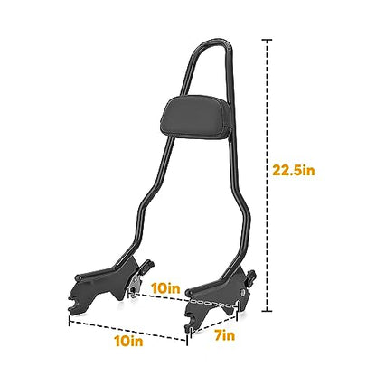 Mofun Tall Gloss Black Detach Passenger Backrest Sissy Bar with Pad Compatible with Harley Softail Deluxe Heritage Classic Street Bob 2018-2025 etc