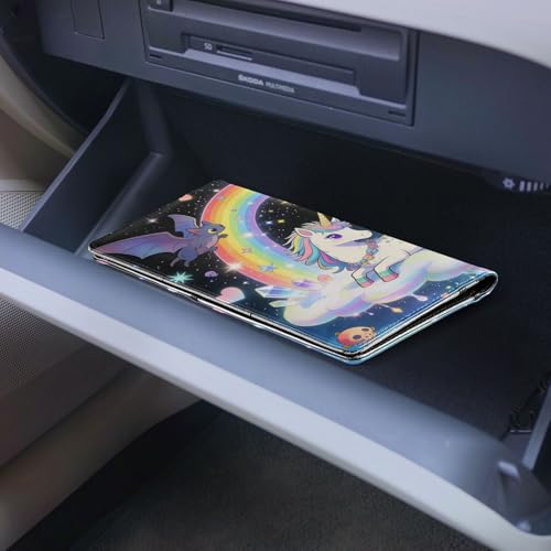GuoChe Pu Leather Registration and Insurance Card Holder Men Women Document Wallet for any Car, Truck, Motorcycle, Trailer or Boat kawaii-style Pastel Goth Cute Creepy Rainbow Fantasy Creature - color: 19