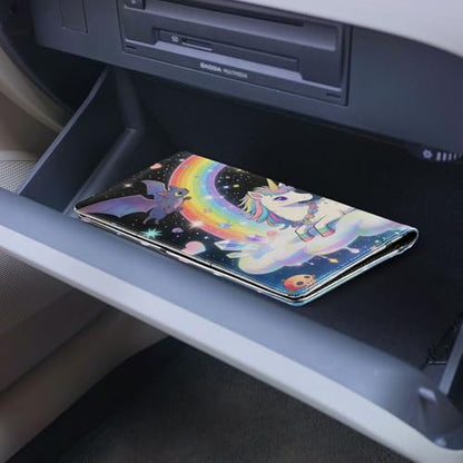 GuoChe Pu Leather Registration and Insurance Card Holder Men Women Document Wallet for any Car, Truck, Motorcycle, Trailer or Boat kawaii-style Pastel Goth Cute Creepy Rainbow Fantasy Creature - color: 19