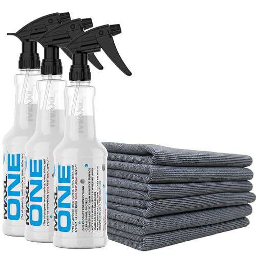 MAXLONE ™ Car Spray with Triphene® Technology, Quick Spray & Wipe All Purpose Waterless Detailer Clean, Shine, Protect Paint, Glass, Wheels, Trim Without Pre-Washing (3, 20oz w 6 Micro Fiber Cloth) - style: 3 Bottles + 6 Towels