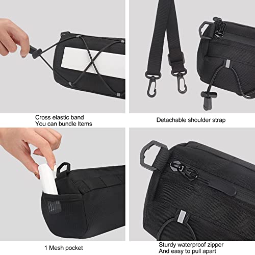 KOSIBATE Bike Handlebar Bag with Shoulder Strap, Mountain Road Bikes Bicycle Front Bag Frame Storage (Black) - color: Black