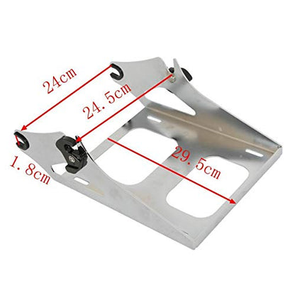 TCMT 13.7" King Motorcycle Trunk Backrest Pad Luggage Rack Two Up Mount Rack Base Plate Fit For Harley 2014-2025 Touring CVO Road King Road Glide Street Glide Electra Glide Pack - color: Style C Chrome 2 Up Rack#1+Base Plate