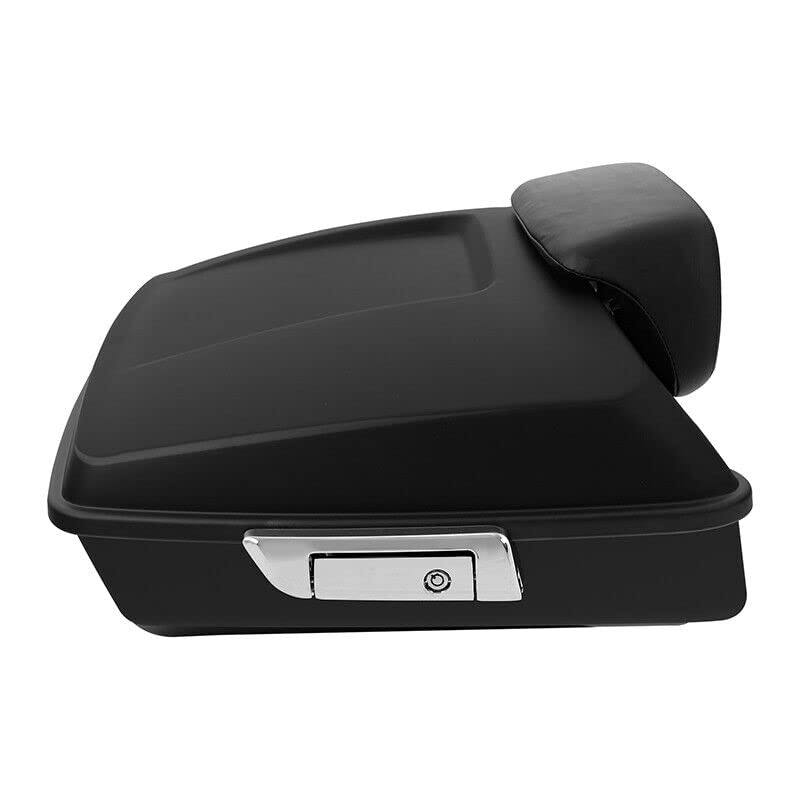 TCMT Chopped Motorcycle Trunk Box Backrest Pad Detachable Mounting Rack Fit For Harley Touring 1997-2008 Road King Road Street Electra Glide Pack - color: Set E1 Matte Trunk#Black Rack