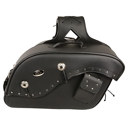 Milwaukee Leather Studded Throw-Over Motorcycle Saddlebags – Synthetic Leather – Universal Fit – Zip-Off - Large - color: MP8300-BLACK, size: Large