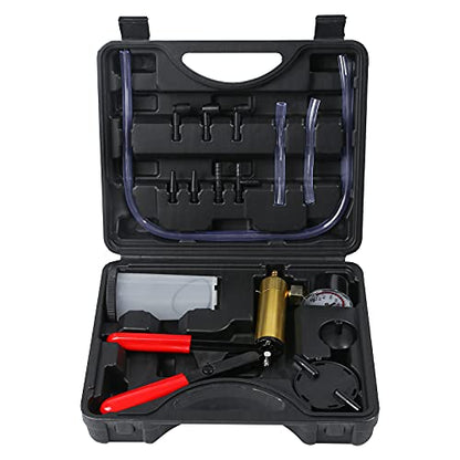 Brake Bleeder Kit with Hand Held Vacuum Pump and Adapters, with Vacuum Brake Bleeder Pump Pressure Gauge for Automotive Car Motorbike(Black) - color: black