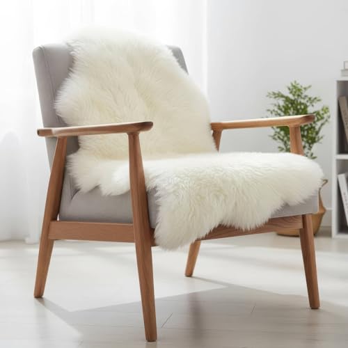 Premium Genuine Fur Sheepskin Rug - Real N.Z. 100% Sheepskin Natural Luxury Fluffy Lambskin Fur Area Rug - Seat Cover for Sofa Chair and Bedroom - 2' W x 3'L - Natural Creamy White Wool - color: Natural (Yellow Undertones), size: 2' x 3' (Natural)