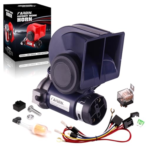 FARBIN Air Horn for Truck/Car/motorcycle,Car Horn Kit with Relay Wire Harness for Jeeps Boat Golf Cart - color: Blue horn with harness