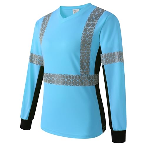 Women Safety Shirt,High Reflective T Shirt for Woman with Unusual Reflective Pattern,Short Sleeve Breathable - color: Blue-02, size: X-Large