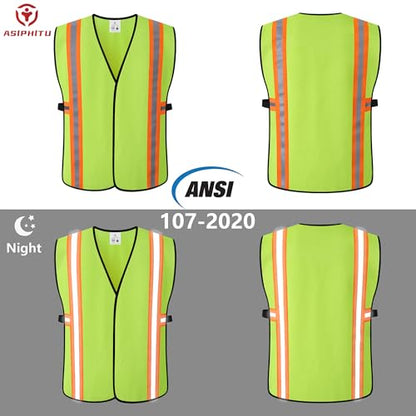 Safety Vest for Men Women Reflective Construction Vest - color: V-yellow, size: Medium