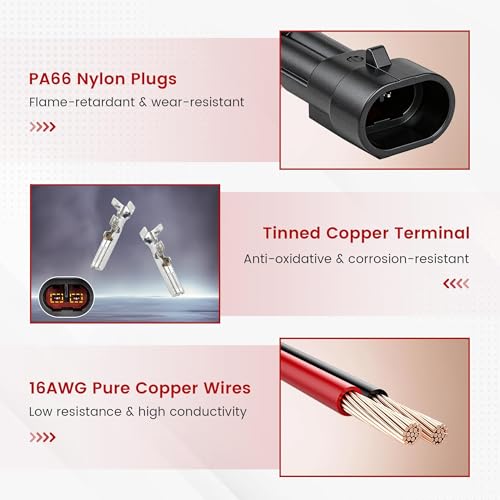 RED WOLF 16 AWG 2 Pin Waterproof Connector, Automotive Electrical Wire Connectors, 2 Wire Connector Harness Male and Female Plug Socket for Cars Truck Motorcycle Marine Boats - 5 Kits (2 Pin)