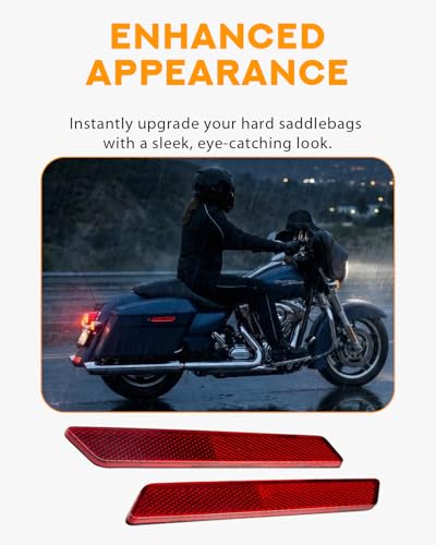 PBYMT Saddlebag Reflector, Hard Saddle Bag Latch Cover Compatible for Harley Touring Street Glide Electra Glide Road Glide Road King 2014-2024, Red