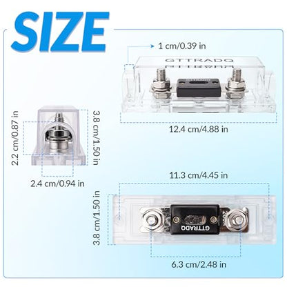 3-Pack Waterproof ANL Fuse Holder 200A 32VDC, with 200A ANL Fuses, Universal Bolt Pattern for Car Audio, Truck, RV, Solar System, Marine - color: 200Amp
