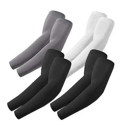 ROXUN Arm Sleeves, Cooling UV Sun Protection Sports Compression for Men/Women - color: 4 Pairs - 2 Black+dark Gray+white