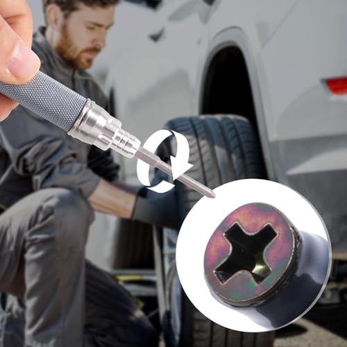 40 Pcs Tire Repair Rubber Nail Kit, Screws in Tire Plugs, Spiral Puncture Vaccum Tires Kits, Self Service Screw Plug Fast Tool for Auto, Motorcycle, Bike (Black, Large) - color: 40 Pcs, Large