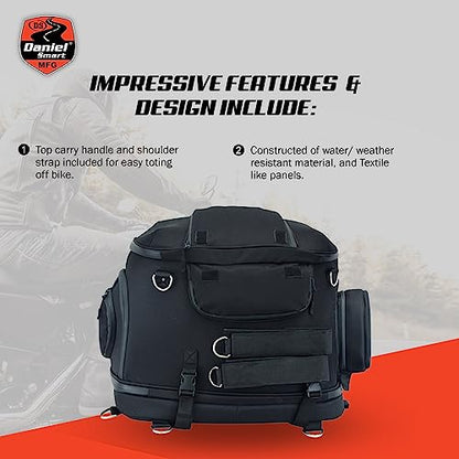 Daniel Smart Motorcycle Sissy Bar Bag with Multiple Pockets - Includes Rain Cover for All-Weather Protection.