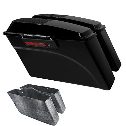 TCMT Hard Saddlebags Trunk W/ 6x9 Speaker Lid Latch Key & Liners Carpet Insert Fits For Harley Touring Models CVO Road Glide Road King Street Glide Electra Glide Ultra Classic 1994-2013 - color: Vivid Black Black Latches(6x9 Dual Speaker Lid)