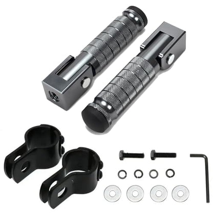 XINGWU M8 Motorcycle Foot Pegs 90 Degree Foldable Footpegs CNC Anti-Skid Footrest Universal for Yamaha Honda Suzuki Aprilia Electric Car Motorbike Mini Bike Dirt Pit Bike Passenger Pedal (Titanium) - color: Titanium