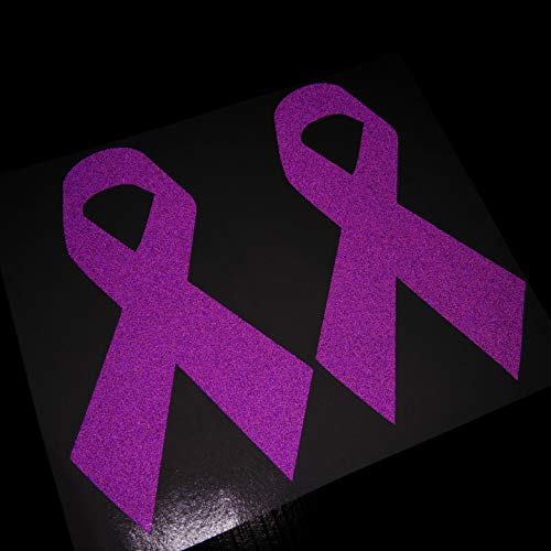 CUSHYSTORE Pancreatic Stomach Ribbon Cancer Awareness Leiomyosarcoma Testicuclar Cystic Fibrosis Support Caregiver's Month Reflective Decal Sticker for Helmet Car Laptop 3x5 cm (Purple), 6 Pack - color: Purple