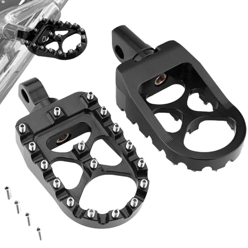 TSUNG Off Road Motorcycle Foot Pegs MX Style Footpegs – Compatible with Dyna, Fatboy, Sportster, Iron 883, CNC Wide 360° Rotating Foot Pedals (Black) - color: Black