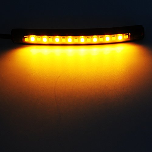 FXC 2x Universal Flexible LED Turn Signal Tail Brake License Plate Light Integrated for Motorcycle Bike ATV Car RV SUV, Brake/Running Tail Light(2Pack) (Amber White) - color: Amber White