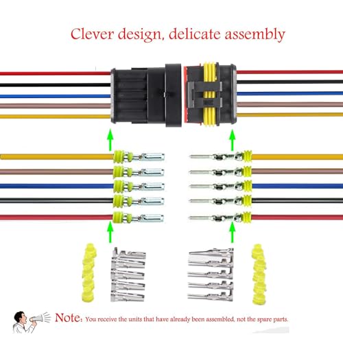 5Pin Connector,16AWG Way Car Waterproof Electrical Connector, Auto Electrical Wire Connectors Marine for Car, Truck, Boat, and Other Wire Connections.(5Pack) - size: 5pin connector--5pack