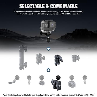 Aluminum Super Clamp Camera Mount, 25mm Ball Head with 1/4" Screw, 360° Rotatable Clamp for DSLR/Action Cameras, Fits 0.5-2" Rods, for Vlogging, Motorcycle (KCB-1) - color: KCB-1 Double Ball Mount Strong Rod Clamp