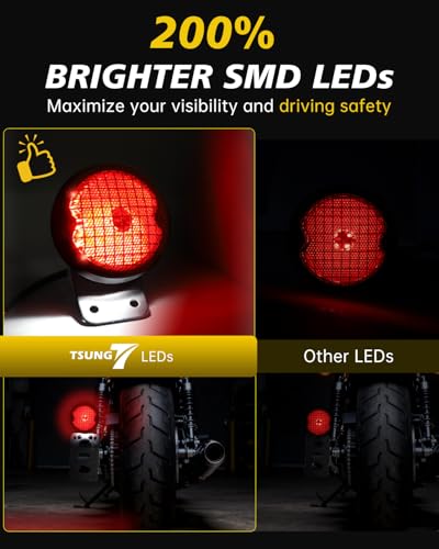 TSUNG Motorcycle LED Tail Light Grille with License Plate Light Rear Brake Stop Light Custom Taillight Compatible with Bobber Chopper Cafe Racer Cruiser Sporster 883 Rebel 500 Shadow (Mesh) - color: Mesh