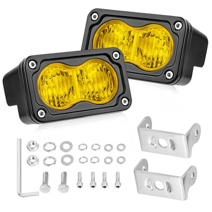 Yellow LED Pods, AKD Part 3 Inch Flood CREE LED Fog Lights 40W Yellow Small Chase Pod Lights Ditch Lights Off Road Driving Lights 2 Packs for Dirt Bike Motorcycle Truck UTV ATV SUV Surron - color: Yellow