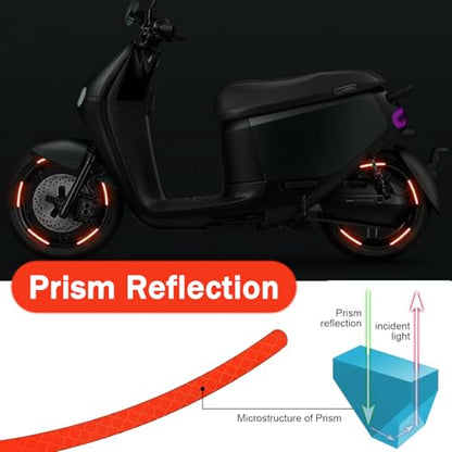 20 PCS Car Wheel Reflective Sticker, Waterproof Night Safety Warning Decal, Anti-Scratch Wheel Rim Eyebrow Stripe, Universal for Car SUV Motorcycle (Red) - color: Red