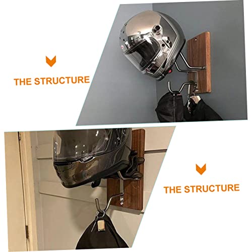 ULTECHNOVO Wall Mounted Helmet Rack Hooks Adjustable Motorcycle Helmet Holder Wooden Jacket Hanger for Garage and Entrance Random Color Metal Accessories