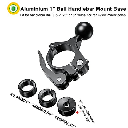 iMESTOU 1" Ball Adapter for Handlebars, Aluminium 1 inch Handlebar Ball Base Work with Ram Bike Phone Mounts (1)