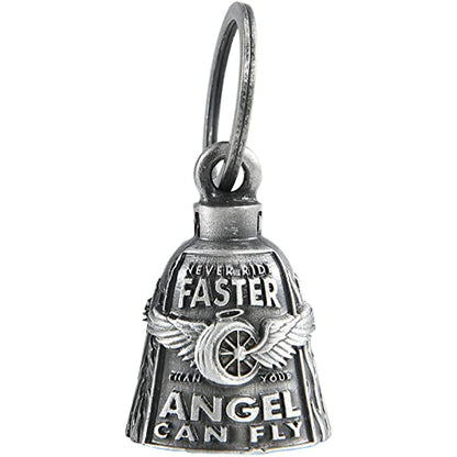 Dream Apparel Motorcycle Bell Guardian Angel Drive Away Gremlin, Biker Bell for Men Women Rider Riding, Good Luck Gift - color: Wing Wheel