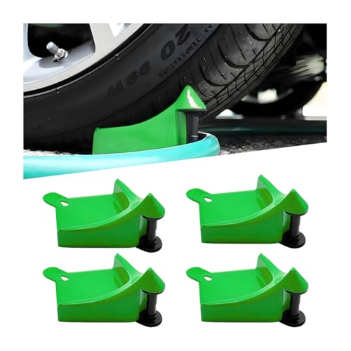 4PCS Car Hose Guide, Vehicle Detailing Cleaning Tools Hose Guides Preventing Wash Stuck Under The Tires, Automotive Wheel Rolling System Tool for Washing, Universal Fit (Fluorescent Green) - color: Fluorescent Green