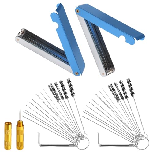 5 Pack Throttle Body Cleaner Kit, Torch Tip Dirt Removal Set for Jets Nozzles Orifices, Throttle Body Tools for Chainsaw Motorcycle ATV Carb Welding Stove Shower Head Maintenance - style: 46 Needles & 10 Brushes & Wrenchs & 2 Picks