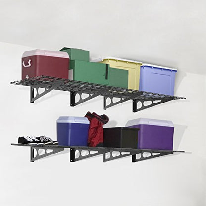 FLEXIMOUNTS WR26B-SBA 2' x 6' Wall Shelf Garage Storage Rack (2 Pack), Black, 24" x 72" - color: Black, size: 24" x 72"