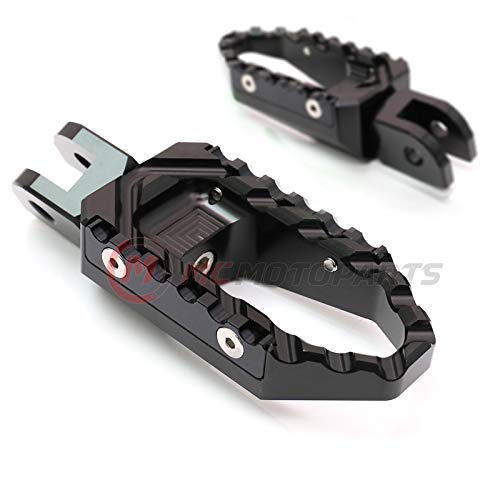 MC MOTOPARTS Black Front Wide CNC Touring Foot Pegs Compatible with MT-07 MT-09 13-18 YZF R3 15-18 MT-10 16-19 2020 2021 - color: Black, size: No Extension