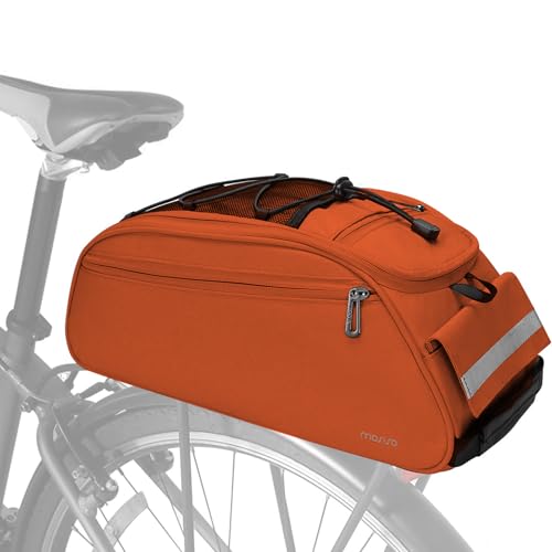 MOSISO Bike Rack Bag, Waterproof Bicycle Trunk Pannier Rear Seat Pouch Cycling Bike Carrier Backseat Storage Luggage Saddle Shoulder Bag - color: Orange