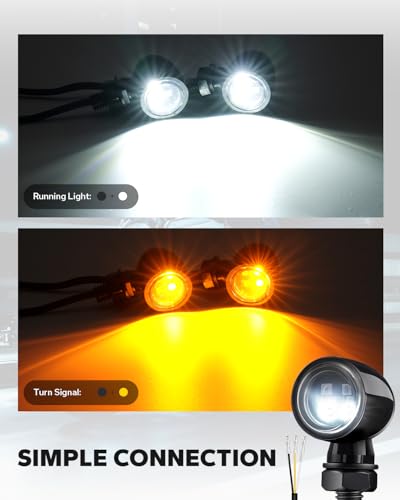 Mini Led Turn Signals Motorcycle Blinkers 4LEDs White Amber Front Turn Signals universal bullet signal lights Fit for Honda Yamaha Suzuki Kawasaki Harley Chopper Bobber - color: Amber+White