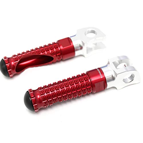 MC MOTOPARTS MPRO Red CNC Rider Foot Pegs Compatible with YZF R1 00-21 YZF R6 03-19 YZF R1M 15-21 R1S 16-19 - color: Red, size: No Extension