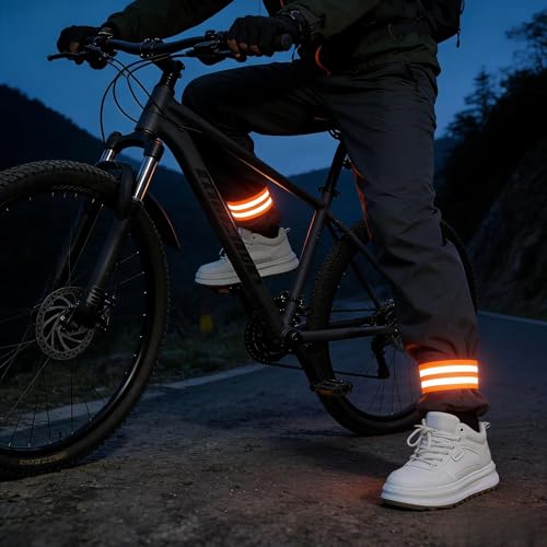 2 Pcs Reflective Pant Bands, High Visibility Elastic Leg Straps for Cycling, Night Running, Safety