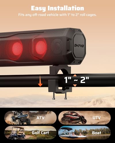 Ehaho 35 Inch 8 Speaker UTV Sound Bar, Bluetooth Golf Cart Speakers [Color Changing RGB & Strobe Light] IP66 Waterproof ATV Speaker System, SXS SoundBar Compatible with Polaris RZR CFmoto Can-Am - size: 35IN