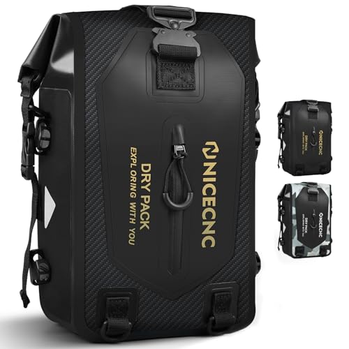 NICECNC Waterproof Motorcycle Crash Bar Bag 7L, Motorcycle Luggage Dry Bag Side Frame Bag Universal Tail Bag Rear Seat Rack Bag, Four DIY Installation Positions, Black - color: Black