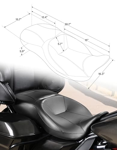 XMT-MOTO Hammock Rider Passenger Seat Fit for Harley Touring and Tri Glide models 2009-2023 Road King Street Glide Road Glide Electra Glide Black - style: Seat For Harley Touring '09-'23