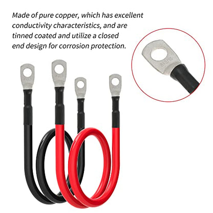 6 AWG Battery Cables 6 Gauge Battery Power Inverter Cable with 5/16 Inch Tinned Copper Lugs Both Ends for Solar Marine Boat RV Car Motorcycle 2 pcs (18 in) - size: 18 in